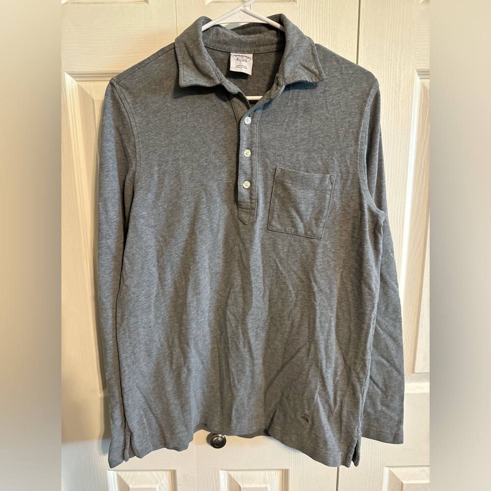 Brooks Brothers men’s small long sleeve collared henley shirt in grey